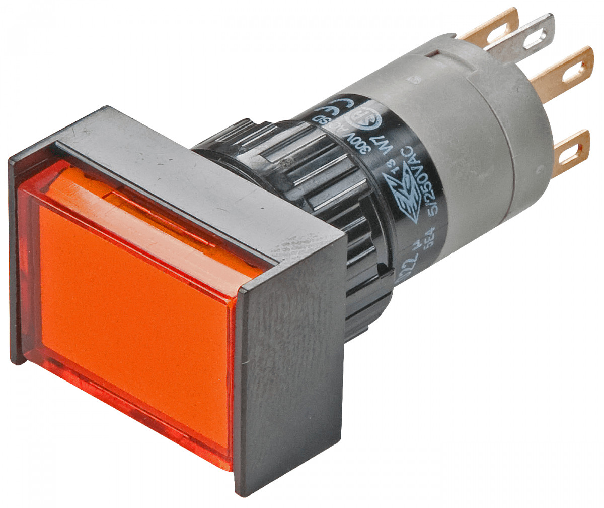 Eao Verlichte drukknop (puls) 1V+1M soldeer/fastonaansl. 18x24