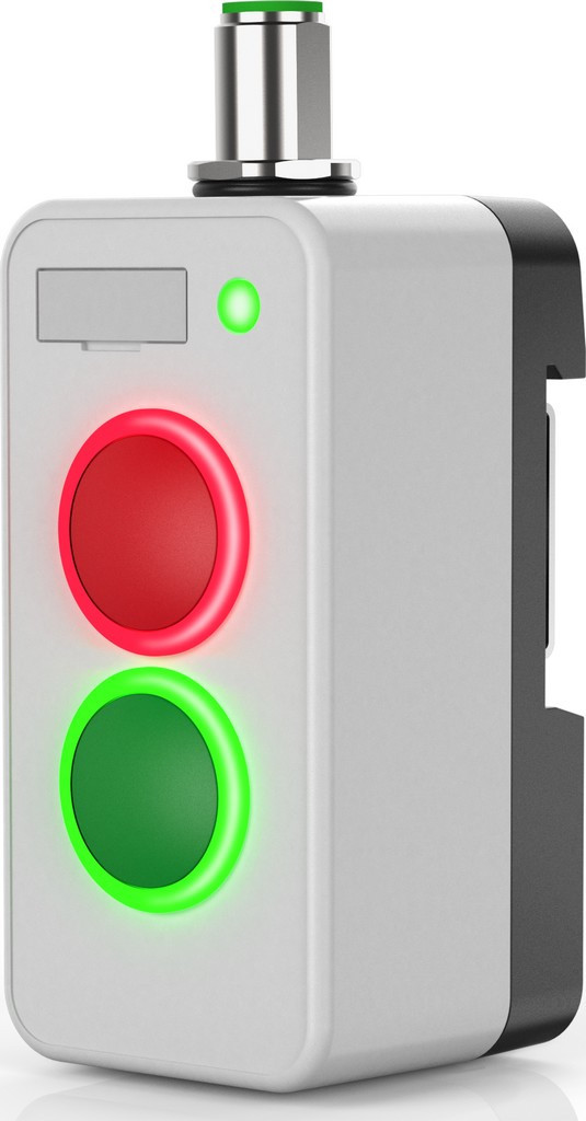 EAO Serie 84 Smart Box, witte behuizing, M12, 2X BR84, met lens rood en groen