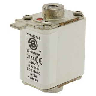 Eaton Bussmann High Speed Square Body Zekering, hoge snelheid, 315 A, ac 690 V, 200 ka, size 00, 30 X 62 X 6
