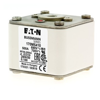 Eaton Bussmann High Speed Square Body Zekering, hoge snelheid, 500 A, ac 690 V, size 2, 61 X 77 X 51 MM, ar,