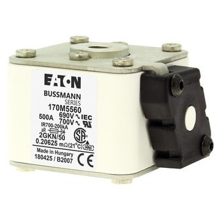 Eaton Bussmann High Speed Square Body Zekering, hoge snelheid, 500 A, ac 690 V, size 2, 61 X 77 X 51 MM, ar,