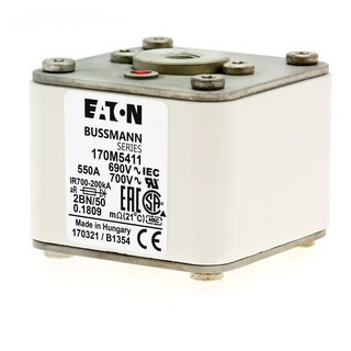 Eaton Bussmann High Speed Square Body Zekering, hoge snelheid, 550 A, ac 690 V, size 2, 61 X 77 X 51 MM, ar,