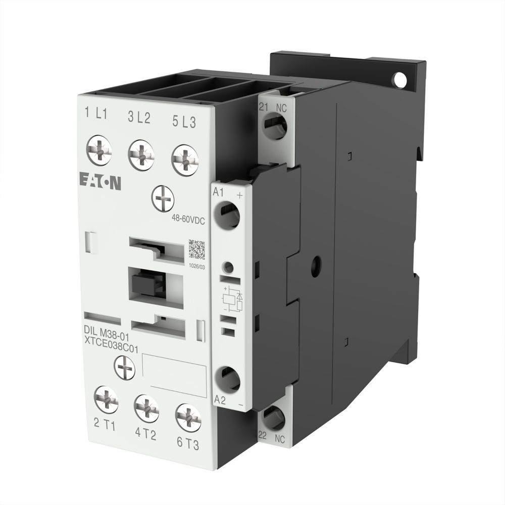 Eaton DILM Magneetschakelaar Dilm38-01(RDC60) (48-60VDC), 18,5KW, 0M, 1V