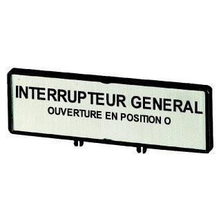 Eaton Drager,+schild hoofdschakelaar alleen in 0-stand open in FR voor T