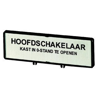 Eaton Drager,+schild hoofdschakelaar alleen in 0-stand open in NL voor D