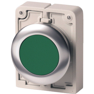 Eaton Drukknop 30MM RVS vlak groen terugverend