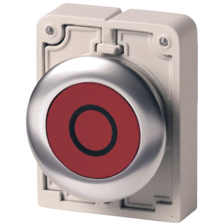 Eaton Drukknop 30MM RVS vlak rood "o" vast