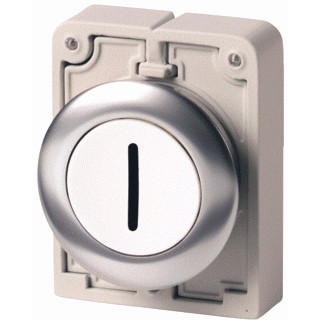 Eaton Drukknop 30MM RVS vlak wit "i" terugverend