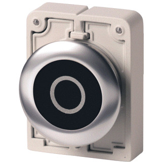 Eaton Drukknop 30MM RVS vlak zwart "o" vast