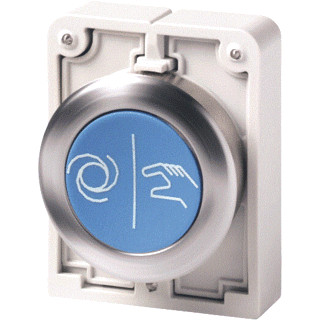 Eaton Drukknop 30MM vlak met tekst X217 terugverend