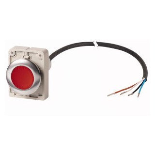 Eaton Drukknop M30C compact rood vlak terugverend 0no/1NC open einde,