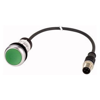 Eaton Drukknop RMQ compact groen vlak vast 1no/0NC m12a-male kabel ZW