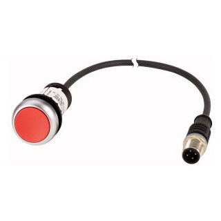 Eaton Drukknop RMQ compact rood vlak terugverend 0no/1NC m12a-male ka