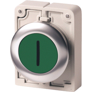 Eaton Drukknop 30MM vlak groen "i" terugverend