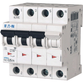 Eaton Faz installatieautomaat C karakteristiek 1a 4P 3 beveiligd incl nul 4te