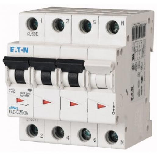 Eaton Faz installatieautomaat C karakteristiek 12a 4P 3 beveiligd incl nul 4te