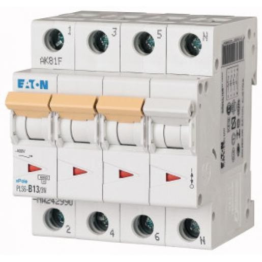 Eaton Xpole installatieautomaat B karakteristiek 13a 4P 3 beveiligd incl nul 4te