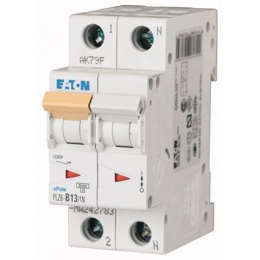Eaton Xpole installatieautomaat B karakteristiek 13a 2P 1 beveiligd incl nul 2te