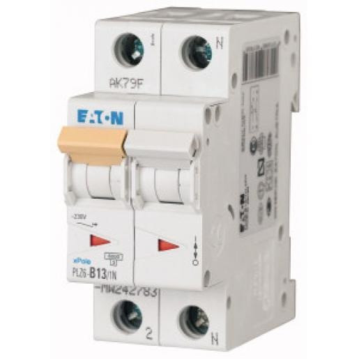 Eaton Xpole installatieautomaat C karakteristiek 13a 2P 1 beveiligd incl nul 2te
