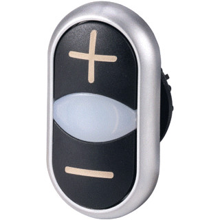 Eaton Dubbele drukknop,+signaallamp zwart+/wit/zwart-