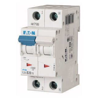 Eaton Xpole installatieautomaat D karakteristiek 20a 2P 1 beveiligd incl nul 2te