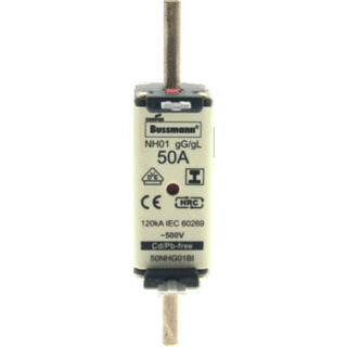 Eaton Bussmann low voltage smeltpatroon (mes) NH01 combikenmelder 50a