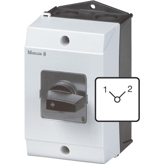 Eaton Omschakelaar,+kast 2P ie=12a FS 1-2 90GR. vast 48x48mm