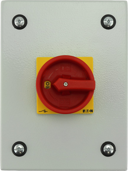Eaton P lastschakelaar Stalen Behuizing met lastscheider 40a 4P draaigreep rood/geel vergrend