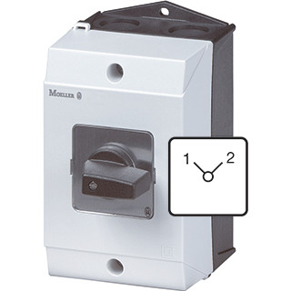 Eaton Poolomschakelaar,+kast dahlander 3P ie=12a FS 1-0-2 45GR. 48x48mm