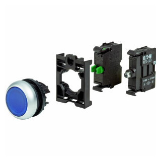 Eaton RMQ M22 Signaaldrukknop, vlak, blauw, terugverend, led, blauw, frontbevestigin