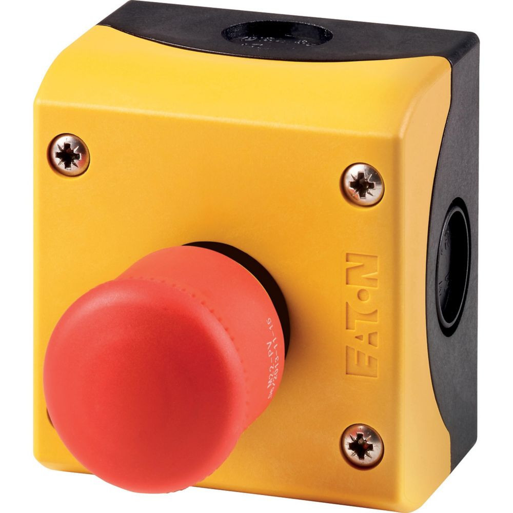 Eaton RMQ M22 Nood-Uit, 38MM, 2V, trekontgrendeld, onverlicht, in behuizing, veerkle