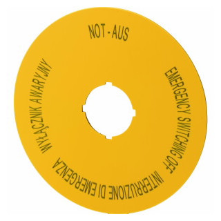 Eaton RMQ M22 Schild, nood-stop, D=90MM, geel, PL, en, de, it