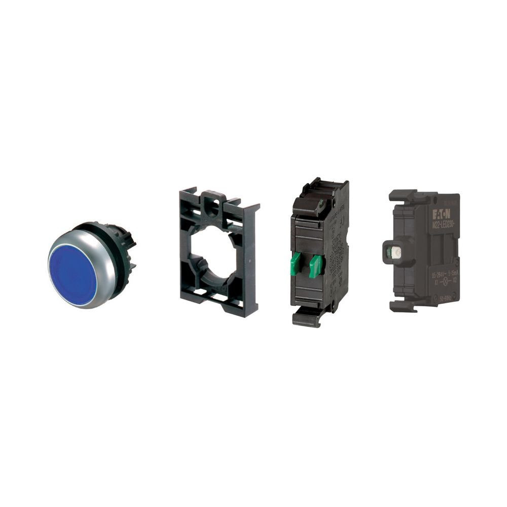 Eaton RMQ M22 Signaaldrukknop, vlak, blauw, terugverend, led, blauw, frontbevestigin