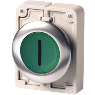 Eaton Signaaldrukknop 30MM RVS vlak groen "i" vast