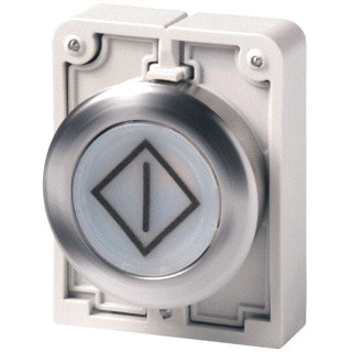 Eaton Signaaldrukknop 30MM RVS vlak wit met tekst X100 terugverend