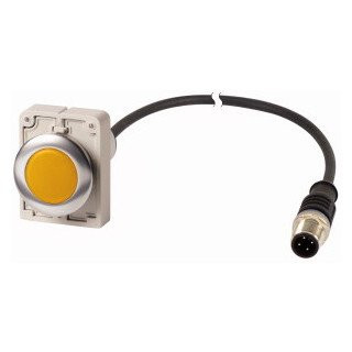 Eaton Signaallamp M30C compact geel vlak 0no/0NC m12a-male kabel zwart