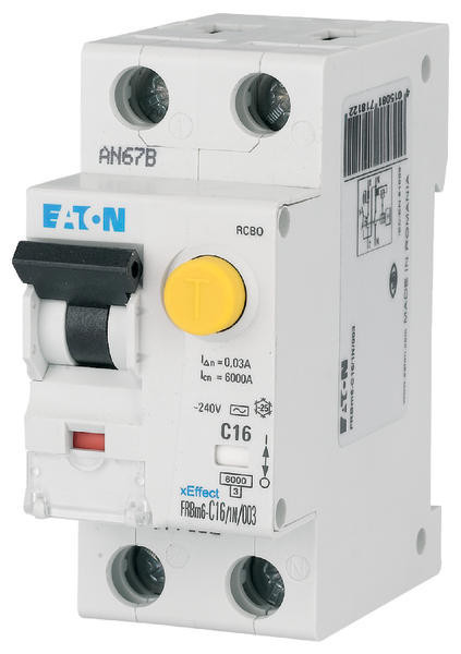 Eaton xEffect Aardlekautomaat (rcbo) FRBM6, B-kar., 13a, 30ma, 1P+N, 6ka, type G/A