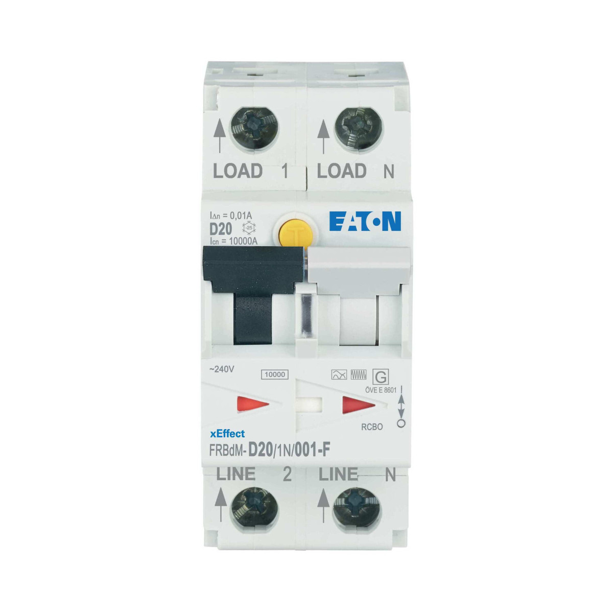 Eaton xEffect Dig. aardlekaut. (rcbo) FRBDM, 1P+N, 20a, D-kar., 10ma, 10ka, F-type