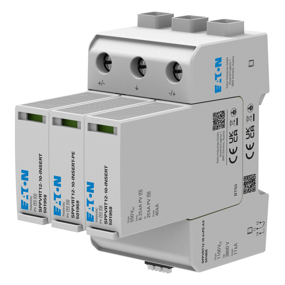 Eaton xPole SPPVRT12-10-2+pe / bliksemstroom- en overspanningsbeveiliging, type 1/