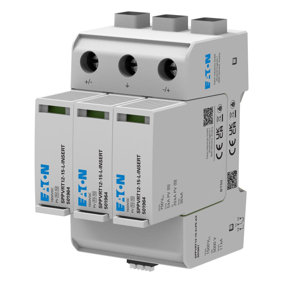 Eaton xPole SPPVRT12-10 vervangend stekerbaar inzetstuk 1000 VDC voor SPPVRT12-10-