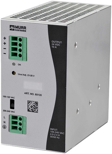 Murrelektronik power supply prim.switch mode Eco-Rail-2 power supply 1PH, in: 90...132vac/173…264vac out: 24V/10adc