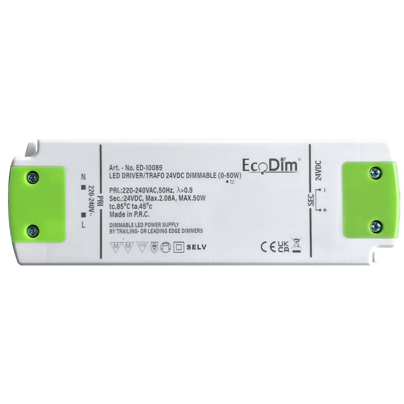 EcoDim Led accessoires Led Driver 24V DC dimbaar (0-50W)