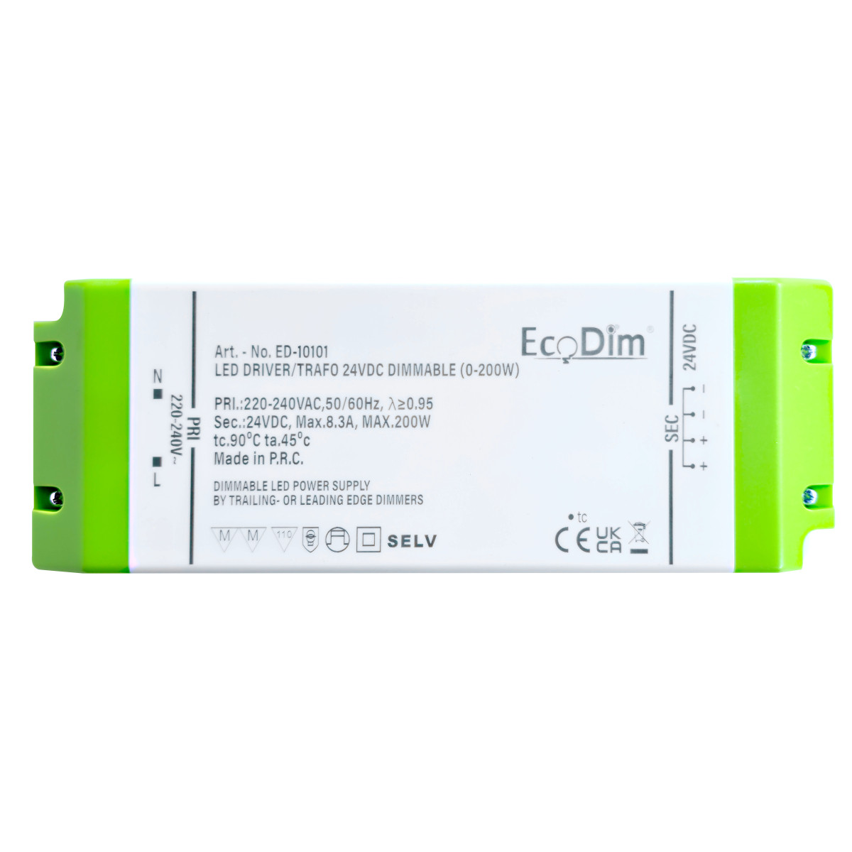 EcoDim Led accessoires Led Driver/trafo 24V DC dimbaar (0-200W)