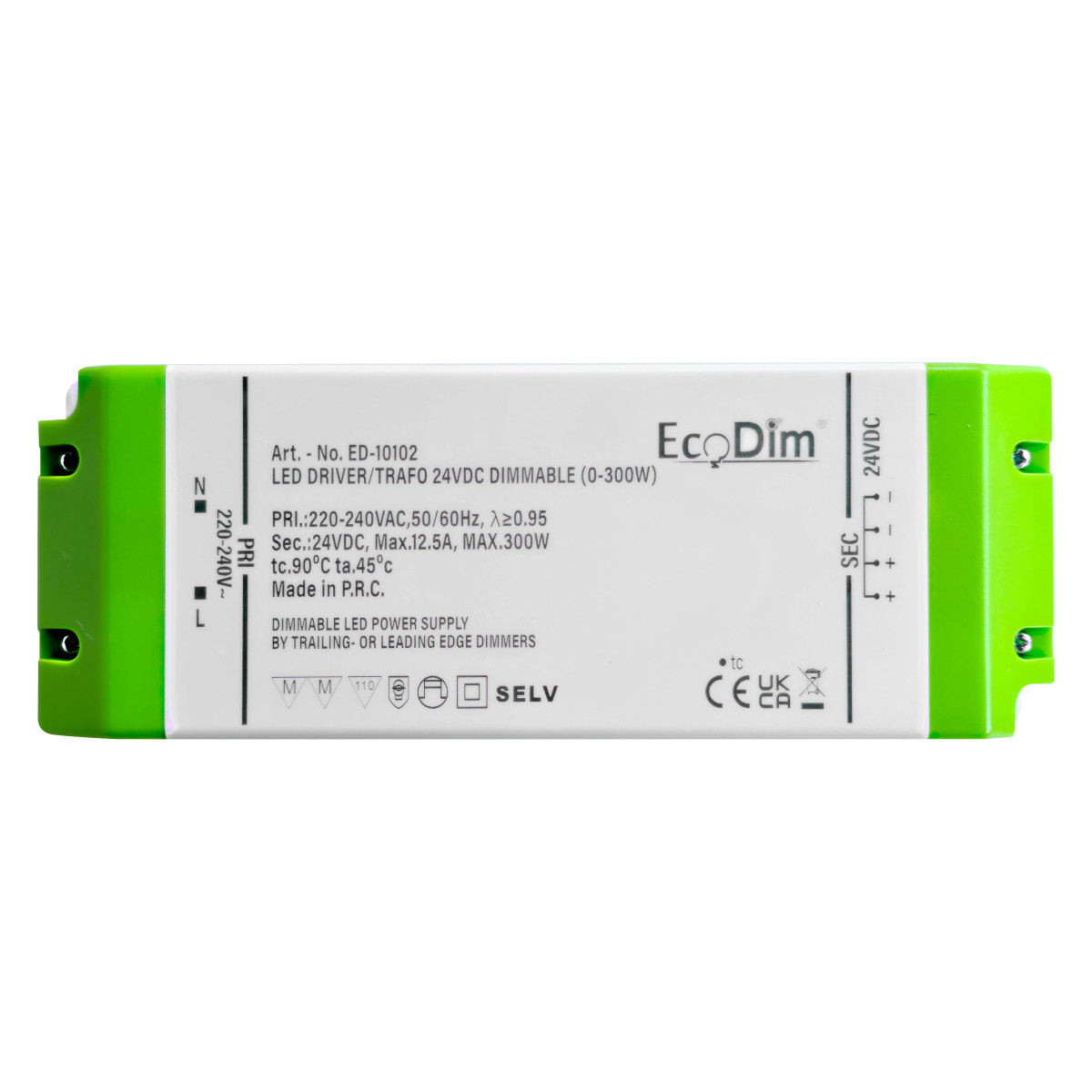 EcoDim Led accessoires Led Driver/trafo 24V DC dimbaar (0-300W)