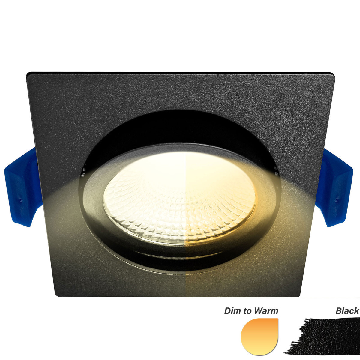 EcoDim Led spots Led Inbouwspot dimbaar kleine inbouwdiepte dim to warm vierkant zwart
