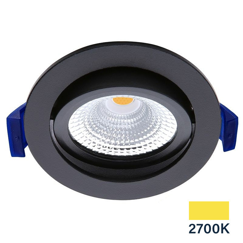 EcoDim Led spots Led Inbouwspot dimbaar kleine inbouwdiepte warm wit/2700K rond zwart
