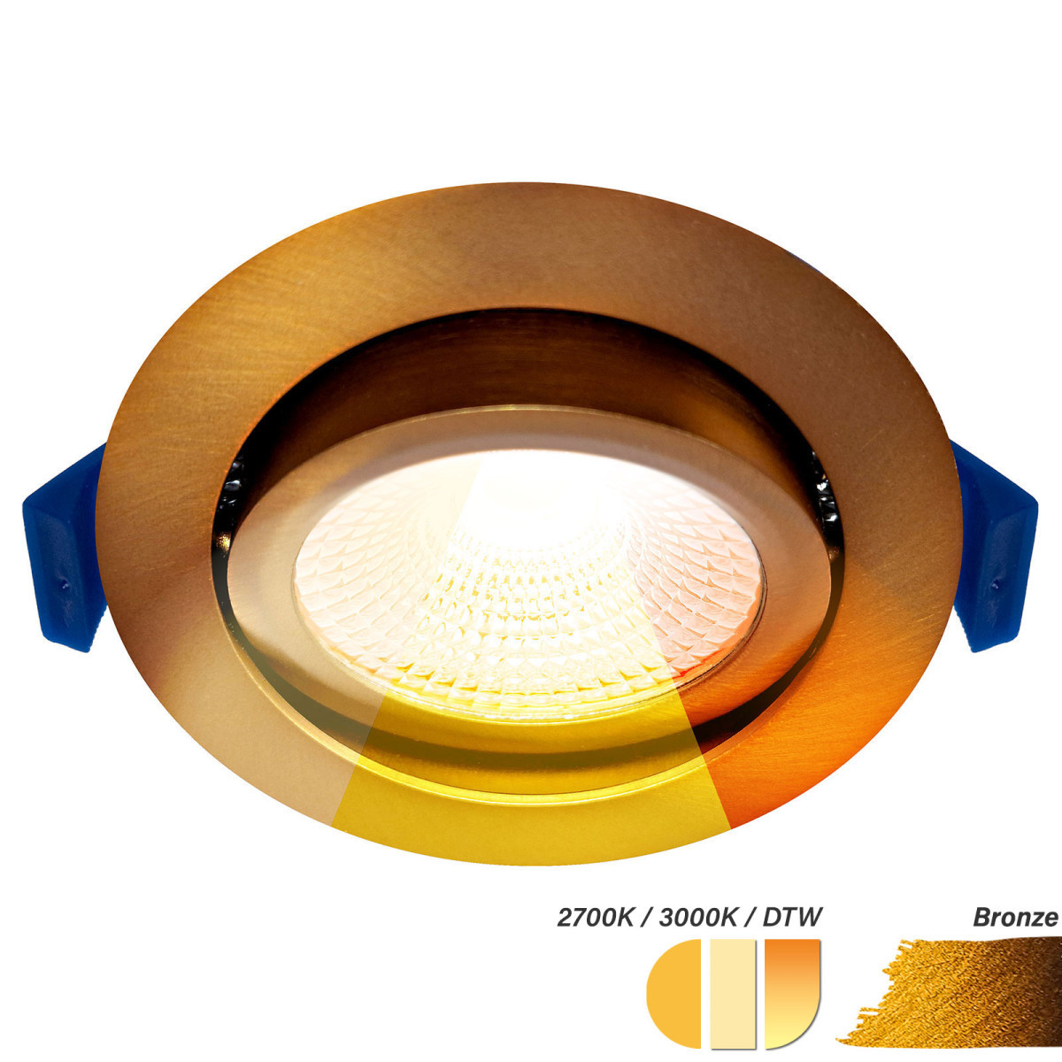 EcoDim Led spots Led Inbouwspot kleine inbouwdiepte CCT 2700K/3000K/DTW rond brons