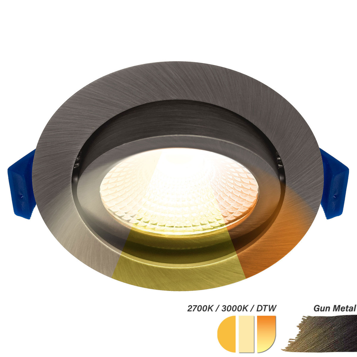 EcoDim Led spots Led Inbouwspot kleine inbouwdiepte CCT 2700K/3000K/DTW rond gun metal