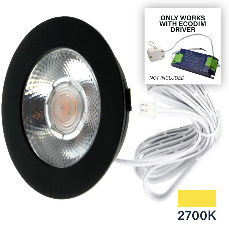 EcoDim Led spots Led Meubelspot dimbaar inbouw warm wit/2700K rond zwart EcoDim Led spots Led Meubelspot dimbaar inbouw warm wit/2700K rond zwart