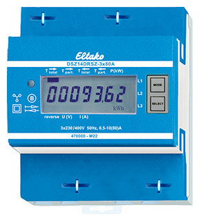 Eltako DSZ14-serie Bidirectionele 3-fase KWH meter voor max. 3x80a, DSZ14DRSZ-3x80a mid S